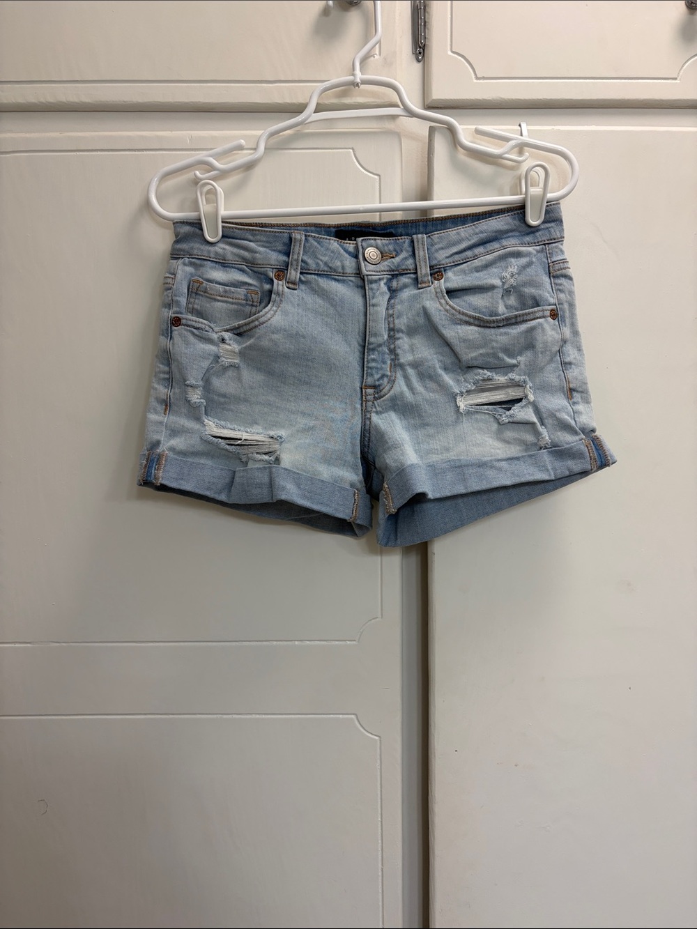 Aeropostale Light Wash Distressed Denim Shorts